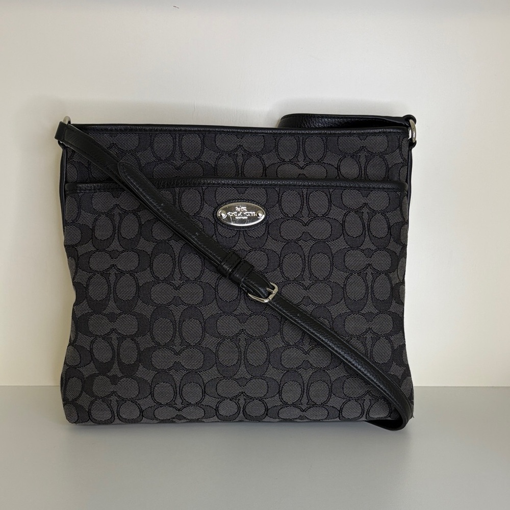 Coach Black and Charcoal Signature Crossbody Bag